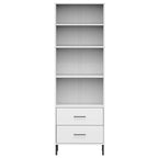 vidaXL Bücherregal OSLO mit 2 Schubladen Weiß 60x35x180 cm Massivholz