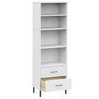 vidaXL Bücherregal OSLO mit 2 Schubladen Weiß 60x35x180 cm Massivholz