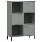 vidaXL Bücherregal OSLO mit Metallbeinen Grau 90x35x128,5cm Massivholz