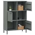 vidaXL Bücherregal OSLO mit Metallbeinen Grau 90x35x128,5cm Massivholz