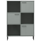 vidaXL Bücherregal OSLO mit Metallbeinen Grau 90x35x128,5cm Massivholz