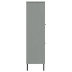 vidaXL Bücherregal OSLO mit Metallbeinen Grau 90x35x128,5cm Massivholz