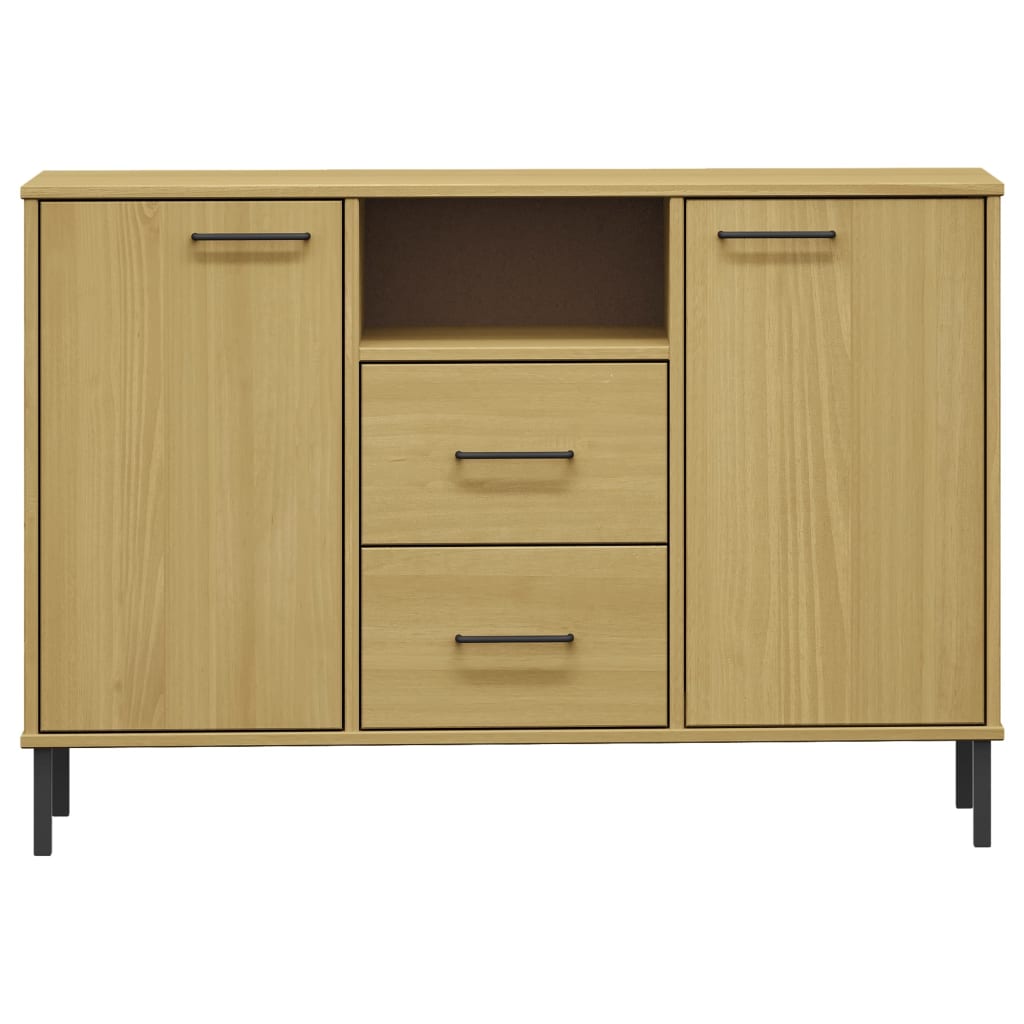 vidaXL Sideboard OSLO mit Metallbeinen Braun 113x40x77 cm Massivholz