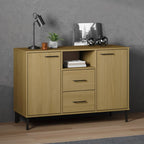 vidaXL Sideboard OSLO mit Metallbeinen Braun 113x40x77 cm Massivholz