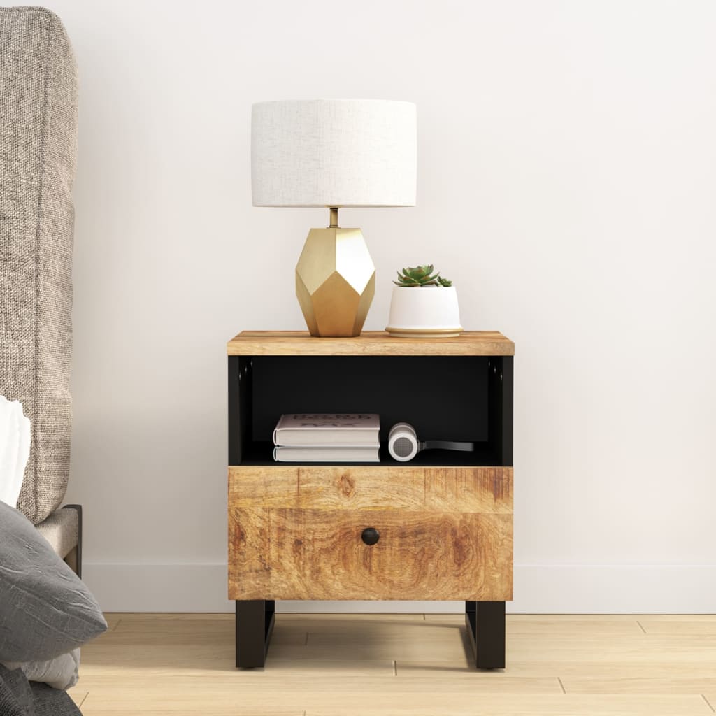 vidaXL Nachttisch Massivholz Mango & Holzwerkstoff