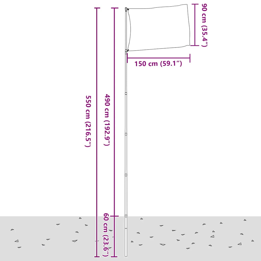 vidaXL Teleskop-Fahnenmast Silbern 5,5 m Aluminium