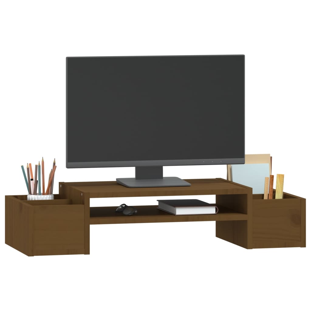 vidaXL Monitorständer Honigbraun 70x27,5x15 cm Massivholz Kiefer