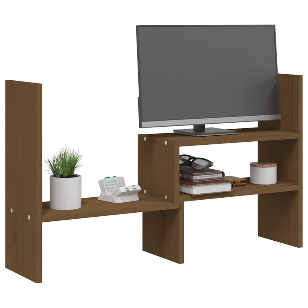 vidaXL Monitorständer Honigbraun (39-72)x17x43 cm Massivholz Kiefer