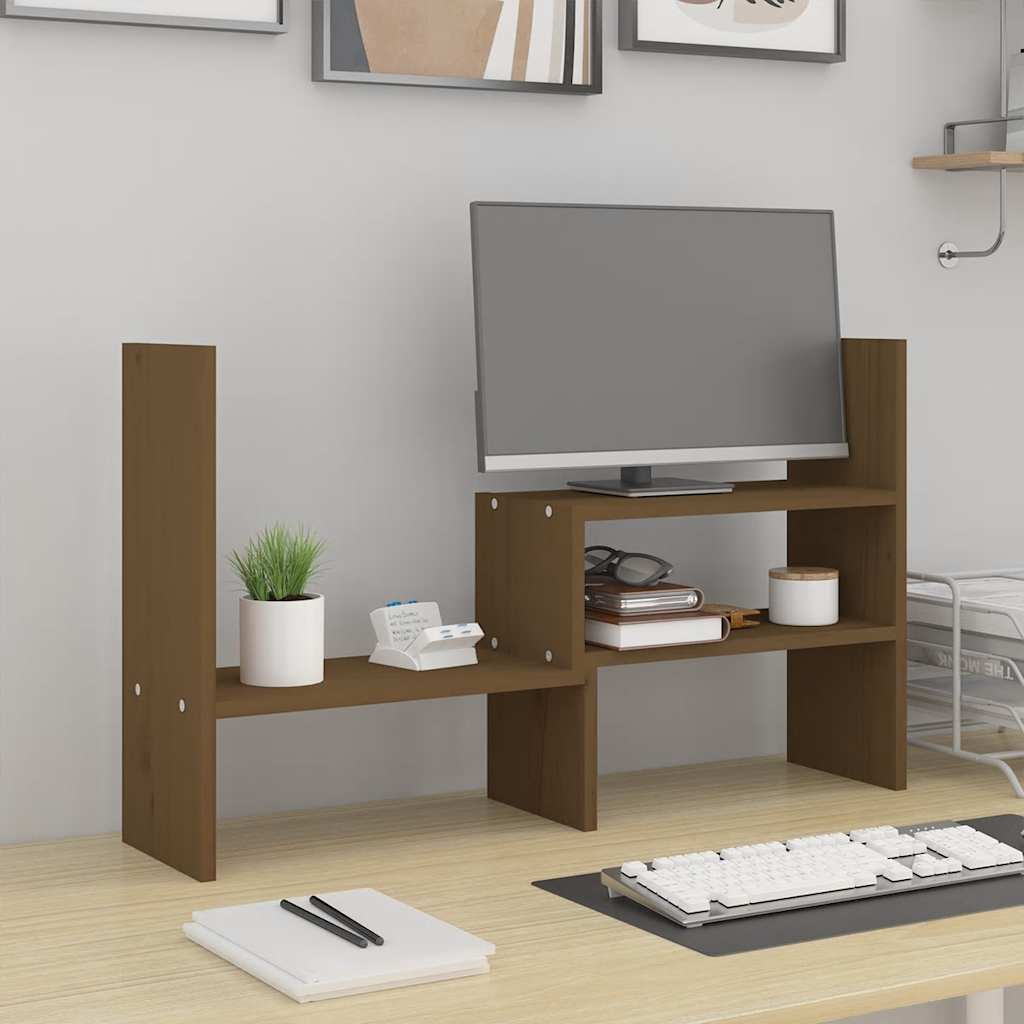 vidaXL Monitorständer Honigbraun (39-72)x17x43 cm Massivholz Kiefer