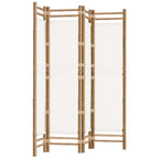 vidaXL 4-tlg. Paravent Faltbar 160 cm Bambus und Canvas