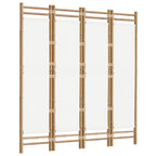 vidaXL 4-tlg. Paravent Faltbar 160 cm Bambus und Canvas
