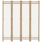 vidaXL 4-tlg. Paravent Faltbar 160 cm Bambus und Canvas