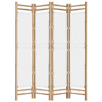 vidaXL 4-tlg. Paravent Faltbar 160 cm Bambus und Canvas