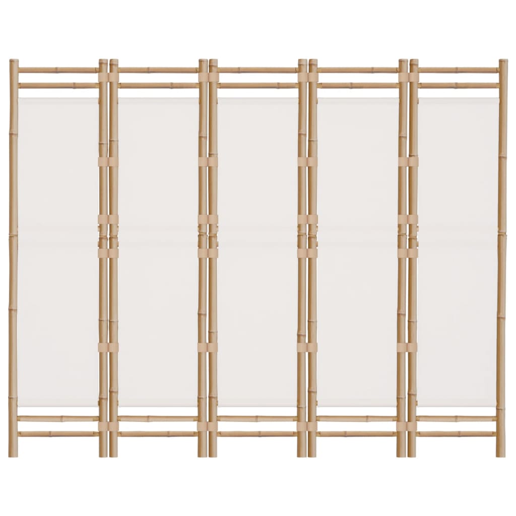 vidaXL 5-tlg. Paravent Faltbar 200 cm Bambus und Canvas