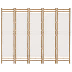 vidaXL 5-tlg. Paravent Faltbar 200 cm Bambus und Canvas