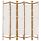 vidaXL 5-tlg. Paravent Faltbar 200 cm Bambus und Canvas