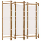 vidaXL 6-tlg. Paravent Faltbar 240 cm Bambus und Canvas
