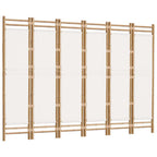 vidaXL 6-tlg. Paravent Faltbar 240 cm Bambus und Canvas