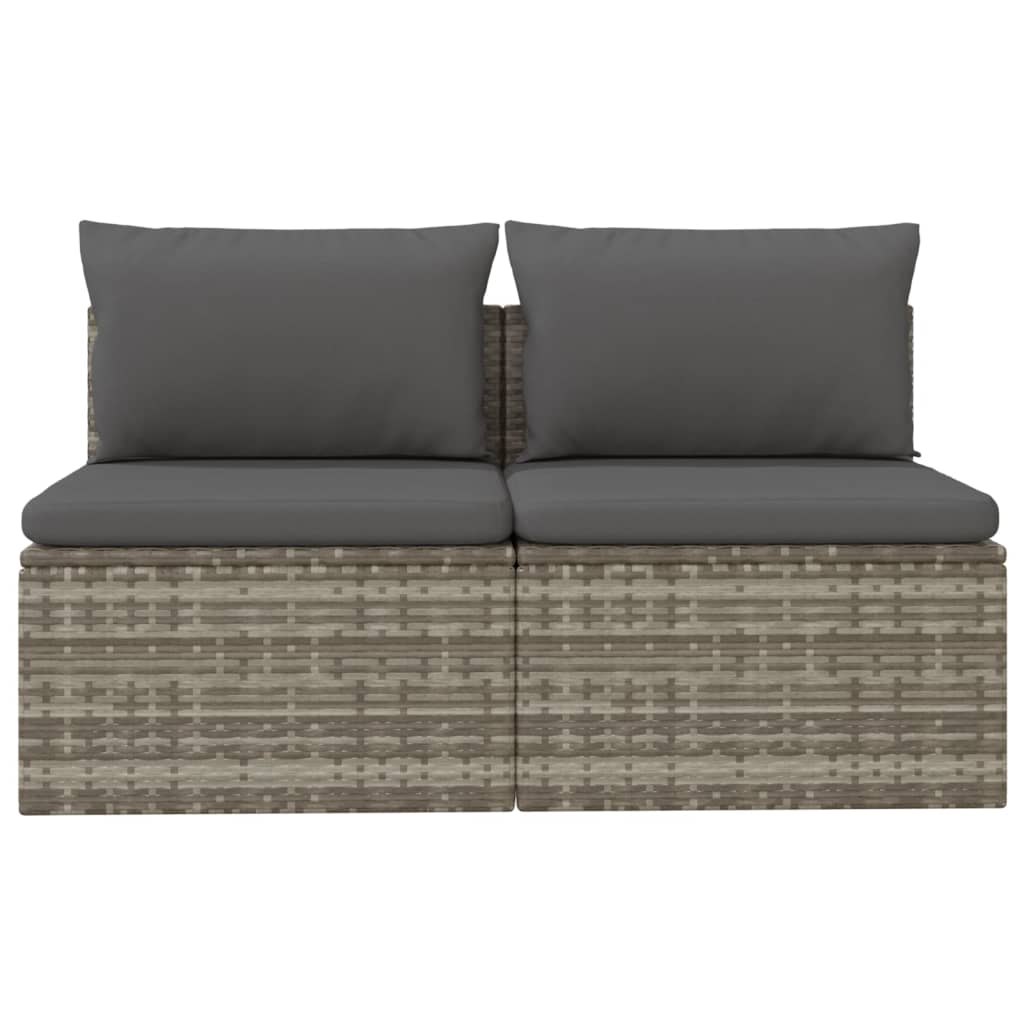 vidaXL Gartensofa 2-Sitzer mit Kissen Grau Poly Rattan