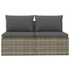 vidaXL Gartensofa 2-Sitzer mit Kissen Grau Poly Rattan