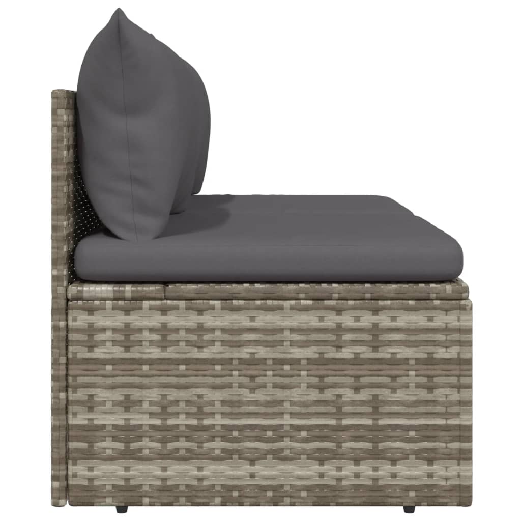 vidaXL Gartensofa 2-Sitzer mit Kissen Grau Poly Rattan