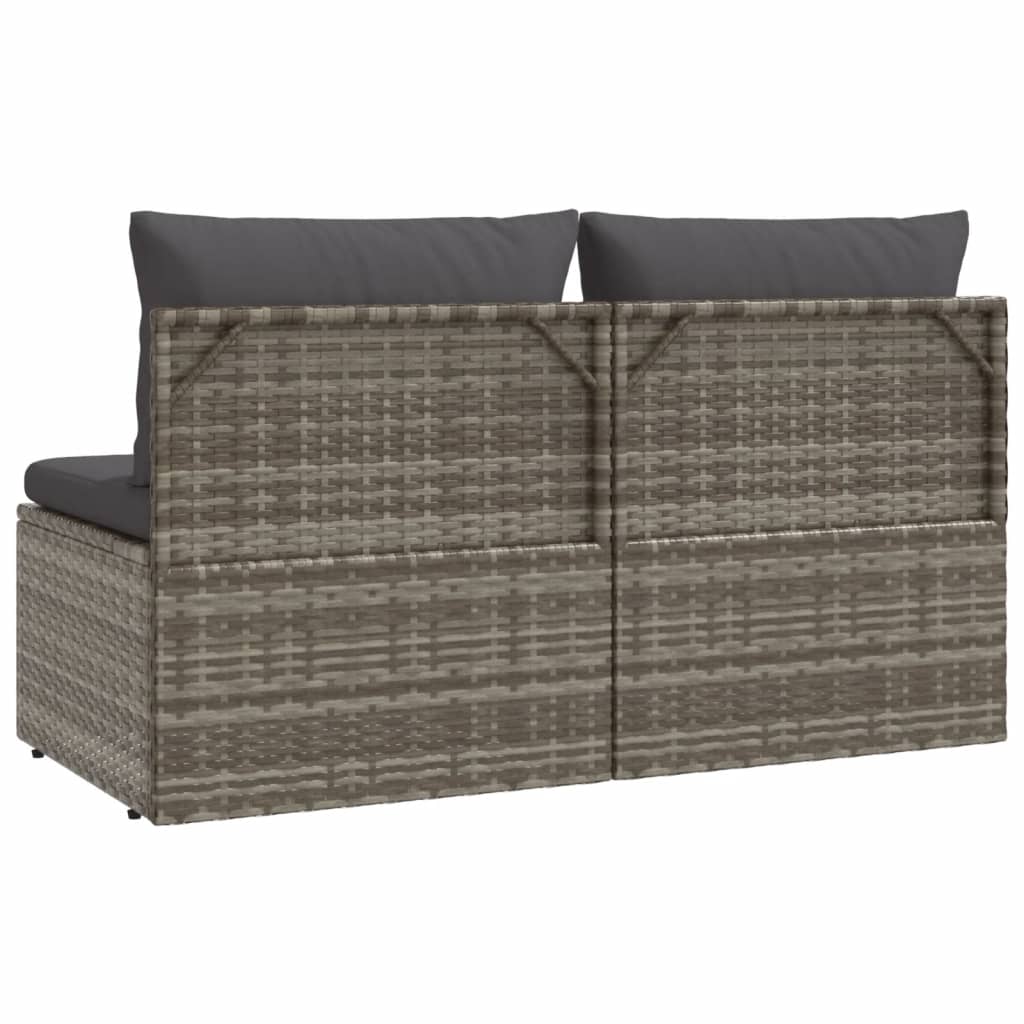 vidaXL Gartensofa 2-Sitzer mit Kissen Grau Poly Rattan