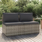 vidaXL Gartensofa 2-Sitzer mit Kissen Grau Poly Rattan