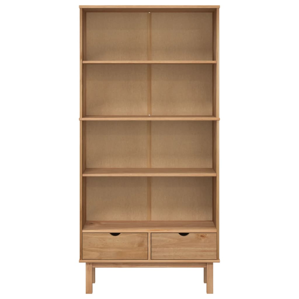 vidaXL Bücherregal OTTA mit 2 Schubladen Braun Massivholz Kiefer