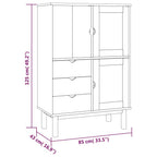 vidaXL Highboard OTTA Braun&Weiß 85x43x125 cm Massivholz Kiefer