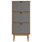 vidaXL Schuhschrank OTTA mit 3 Schubladen Braun&Grau Massivholz Kiefer