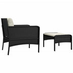 vidaXL 2-tlg. Garten-Lounge-Set mit Kissen Schwarz Poly Rattan