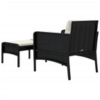 vidaXL 2-tlg. Garten-Lounge-Set mit Kissen Schwarz Poly Rattan
