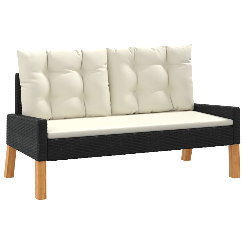 vidaXL 4-tlg. Garten-Lounge-Set mit Kissen Poly Rattan&Massivholz
