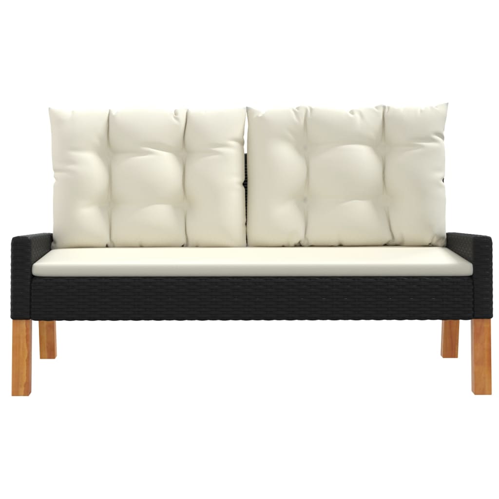 vidaXL 4-tlg. Garten-Lounge-Set mit Kissen Poly Rattan&Massivholz