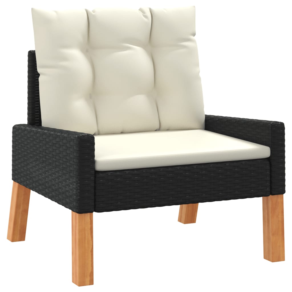 vidaXL 4-tlg. Garten-Lounge-Set mit Kissen Poly Rattan&Massivholz