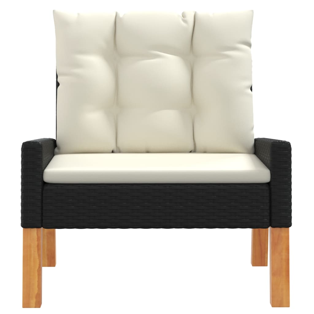 vidaXL 4-tlg. Garten-Lounge-Set mit Kissen Poly Rattan&Massivholz