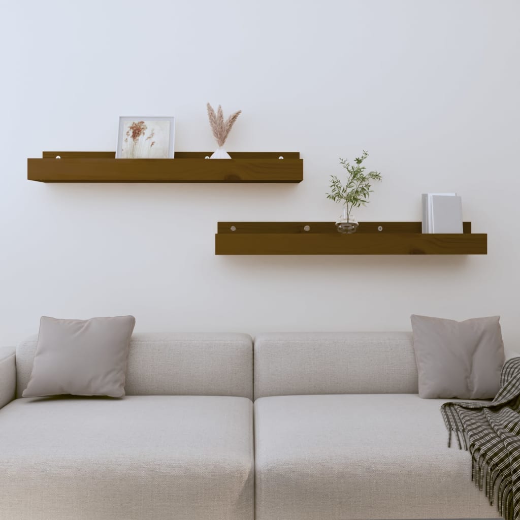 vidaXL Wandregale 2 Stk. Honigbraun 50x12x9 cm Massivholz Kiefer