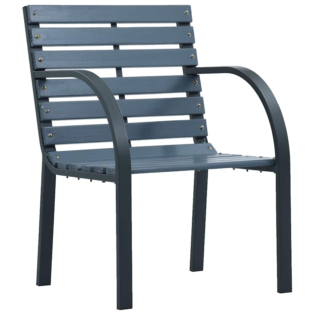 vidaXL Gartenstühle 2 Stk. Grau Tannenholz Pulverbeschichteter Stahl