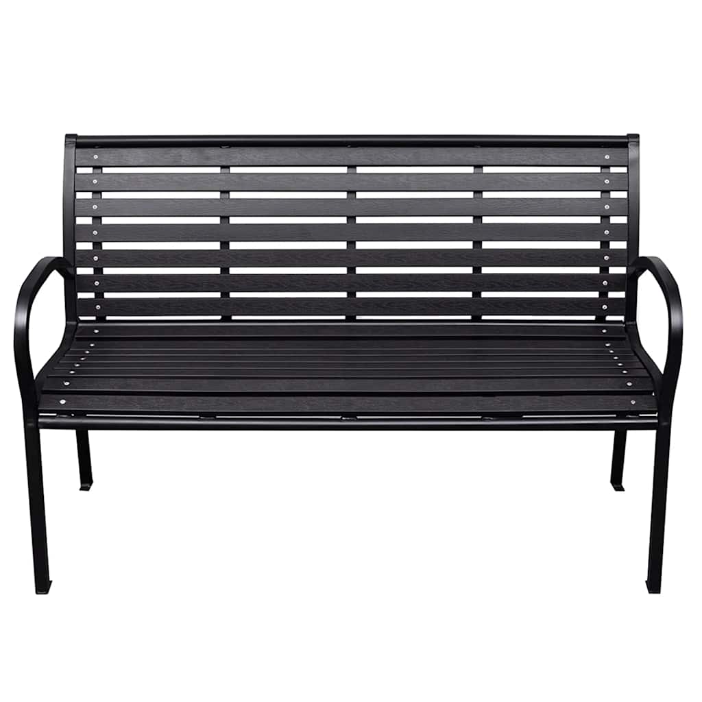 vidaXL Gartenbank Schwarz 116 cm Stahl und WPC