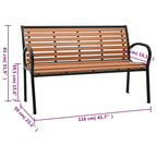 vidaXL Gartenbank Schwarz und Braun 116 cm Stahl und WPC