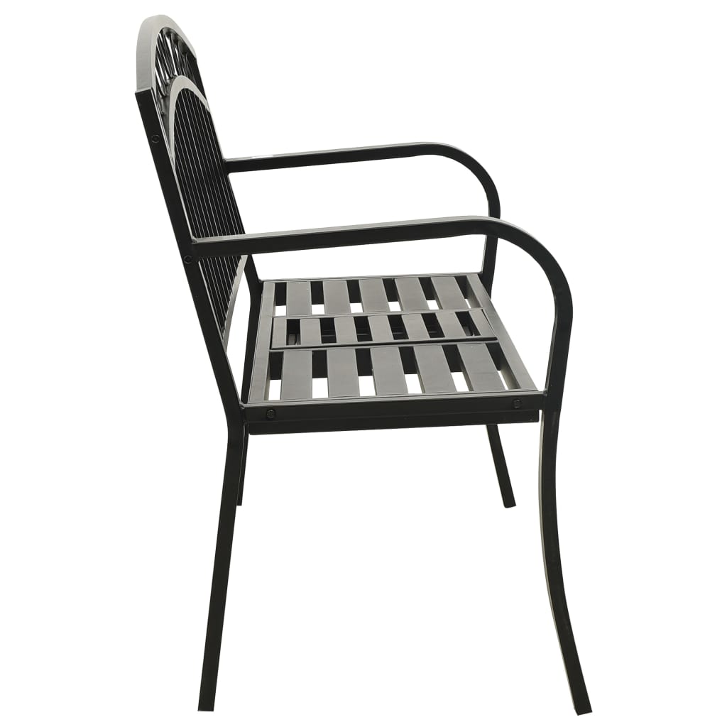 vidaXL Gartenbank mit Tisch Schwarz 120 cm Stahl