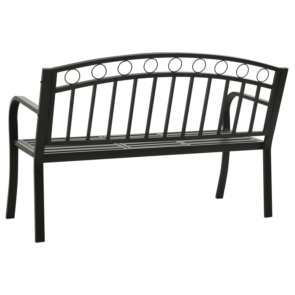 vidaXL Gartenbank mit Tisch Schwarz 120 cm Stahl