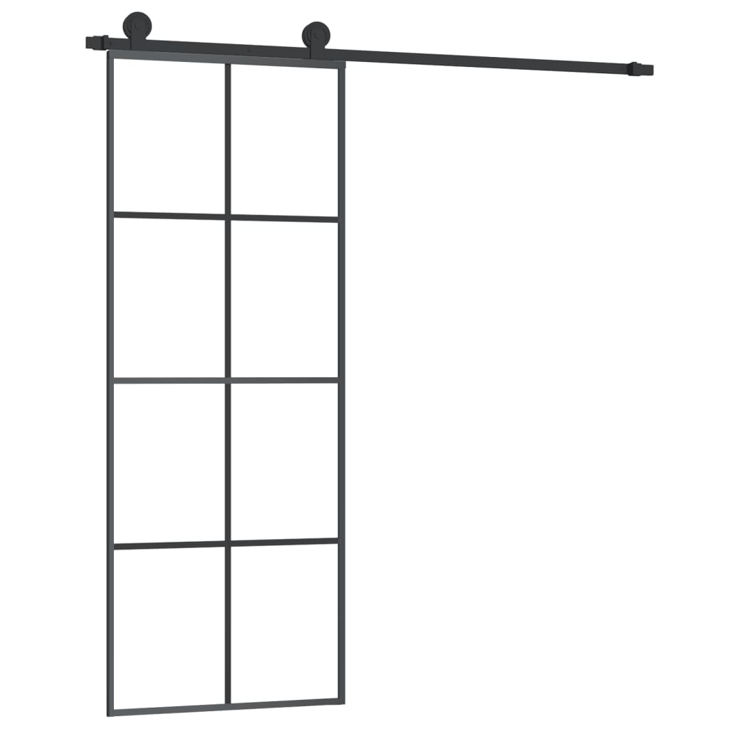 vidaXL Schiebetür mit Beschlag 76x205 cm ESG-Glas & Aluminium