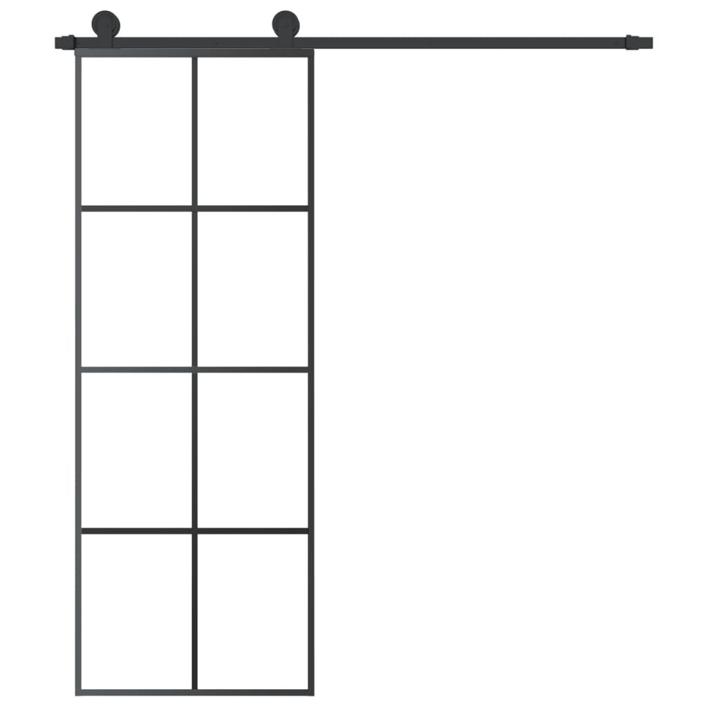 vidaXL Schiebetür mit Beschlag 76x205 cm ESG-Glas & Aluminium