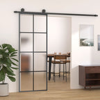 vidaXL Schiebetür mit Beschlag 76x205 cm ESG-Glas & Aluminium