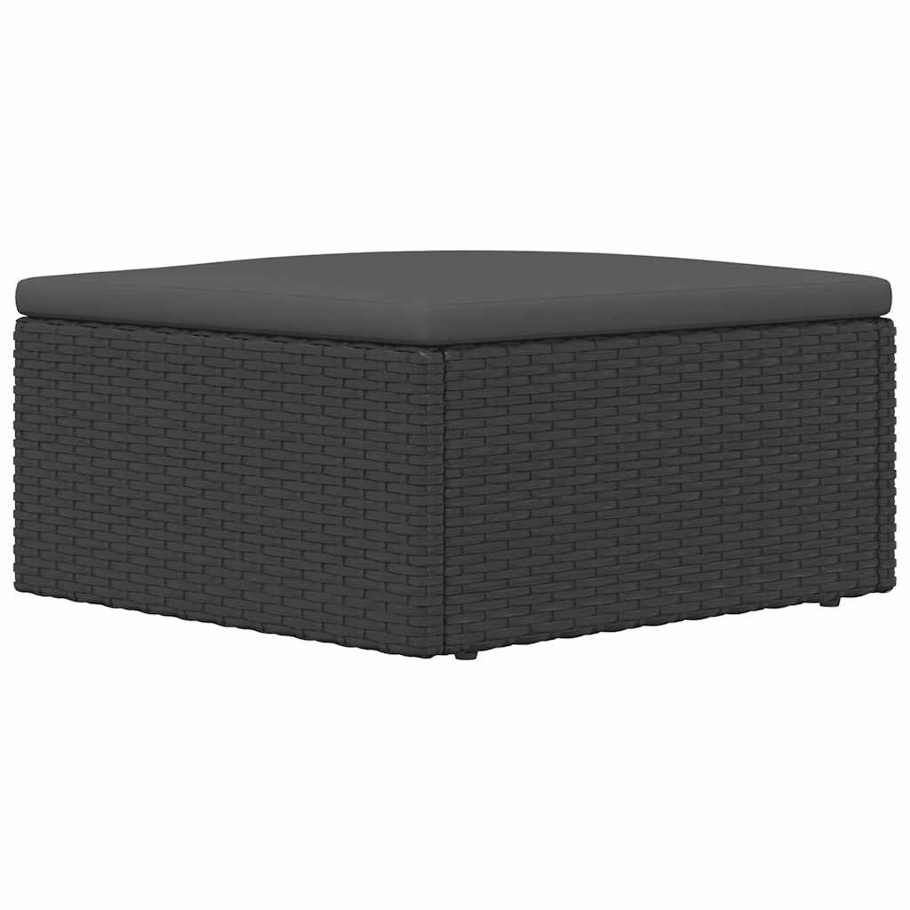 vidaXL Gartenhocker mit Kissen Schwarz Poly Rattan