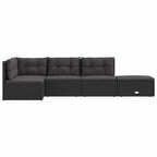 vidaXL 5-tlg. Garten-Lounge-Set mit Kissen Schwarz Poly Rattan