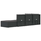 vidaXL 5-tlg. Garten-Lounge-Set mit Kissen Schwarz Poly Rattan