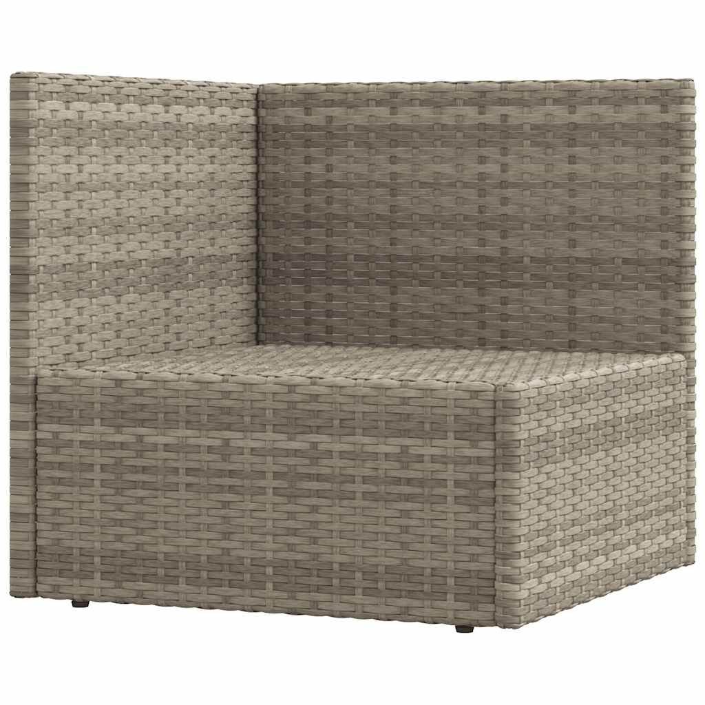 vidaXL Garten-Ecksofa mit Kissen Grau Poly Rattan