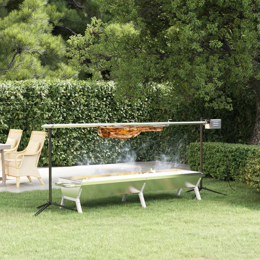 vidaXL Grill Silbern 158x42x31 cm Edelstahl